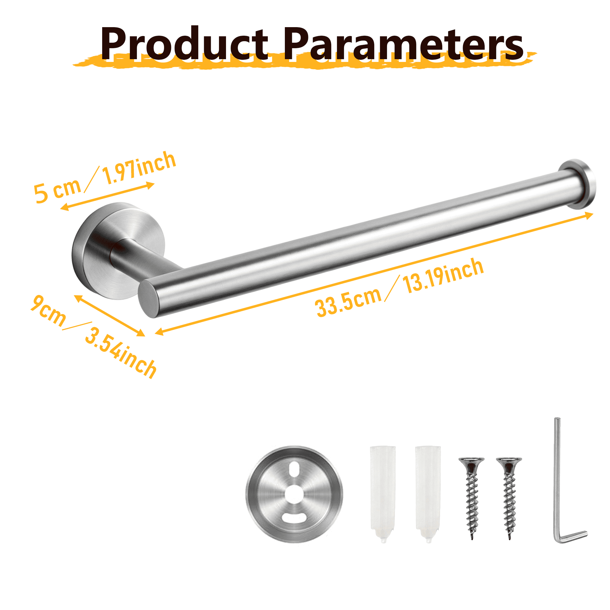 Wall Mount Paper Towel Holder, Stainless Steel Under Cabinet Paper Towel Rack, Multi-Purpose Wall Towel Bar for Kitchen Bathroom, Drilled Mount Paper Roll Holder