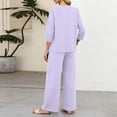 thumbnail image 6 of Two Piece Sets for Women 3/4 Length Sleeve Lounge Sets Summer Fall Vacation Travel Outfits Fashion Clothing Light Purple M, 6 of 6