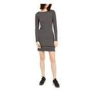 MICHAEL MICHAEL KORS Womens Black Stretch Printed Long Sleeve Crew Neck Short Party Sheath Dress Petites PL