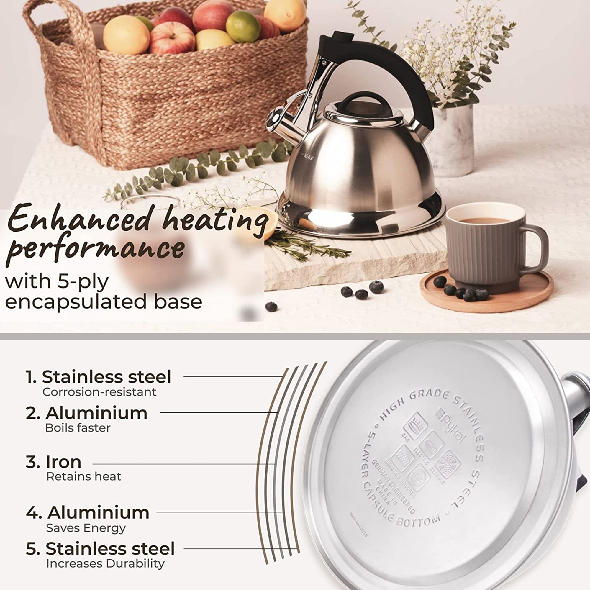 Whistling Tea Kettle with ICool Handle by Pykal