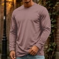 thumbnail image 3 of Men's T-Shirt Long Sleeve Crew Neck Casual Soft Basic Tee Shirts Light Brown M, 3 of 8