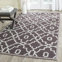 SAFAVIEH Four Seasons Nowell Geometric Polyester Area Rug, Dark Grey/Ivory, 3'6" x 5'6"