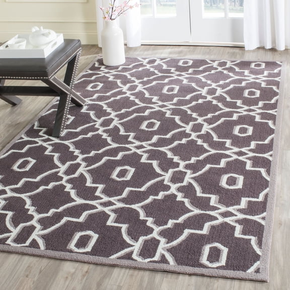 SAFAVIEH Four Seasons Nowell Geometric Polyester Area Rug, Dark Grey/Ivory, 3'6" x 5'6"