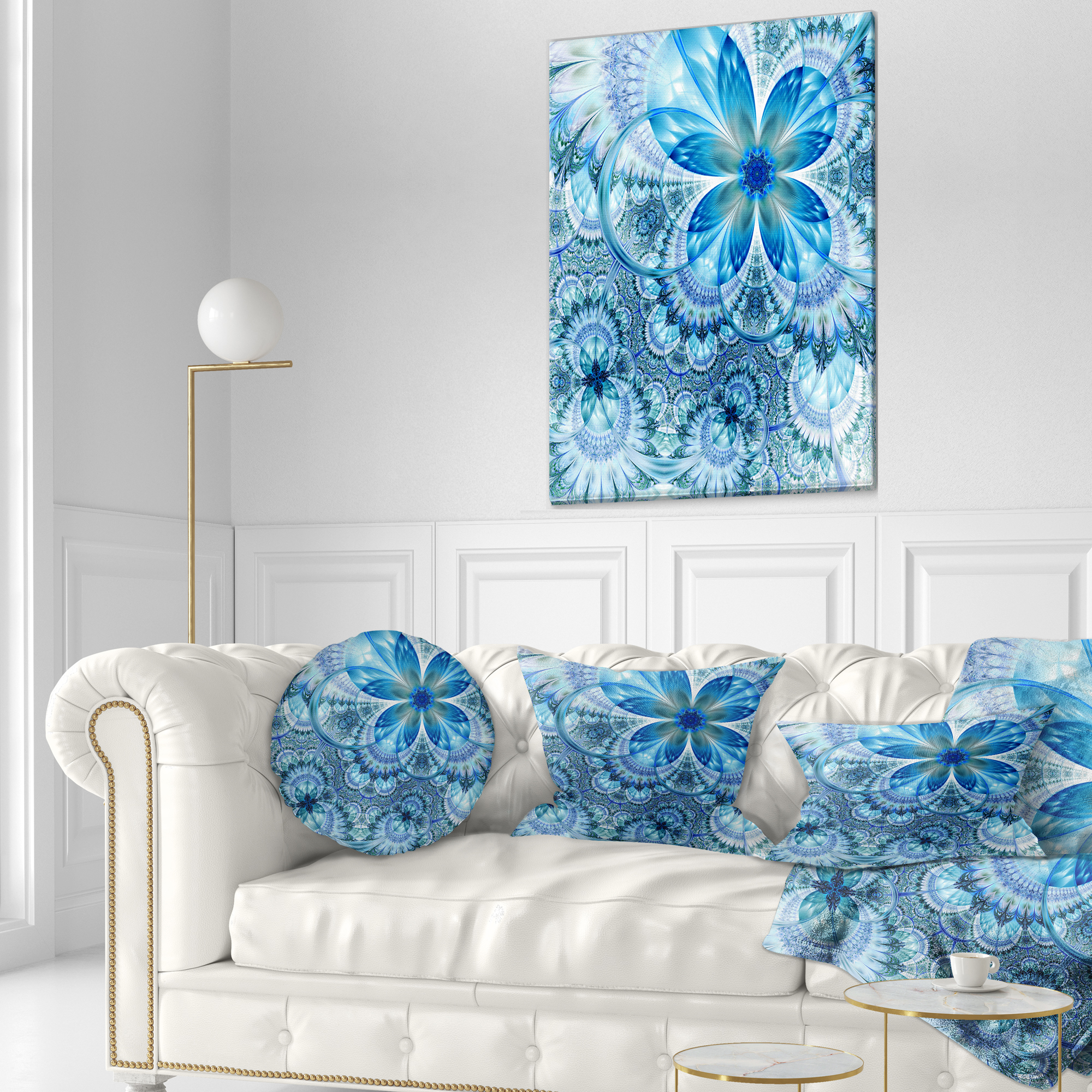 Designart 12" x 20" White Polyester Throw Pillow