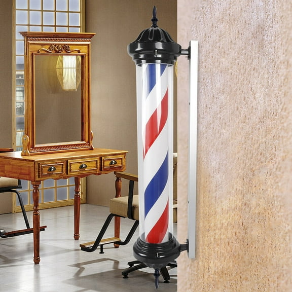 40" Outdoor Barber Shop Pole Rotating Light Hair Salon Sign Illuminated Light