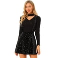thumbnail image 1 of Minifalda con tirantes de patinadora en general de cintura alta elástica de terciopelo con estrellas para mujer Negro L, 1 of 6
