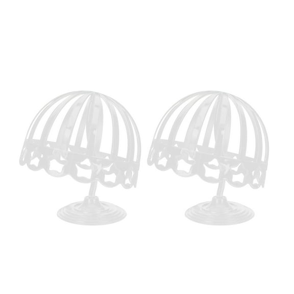 2 Pcs Wig Display Rack Hats Cap Organizer Stand Child Man White