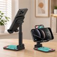 thumbnail image 4 of WIRESTER Black Foldable Phone Stand for Desk, Adjustable Portable Cell Phone Holder for iPhone 17, 16, 15, 14 and Android Smartphones - Christian Bible Verses Philippians 4:13, 4 of 6