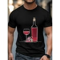 thumbnail image 4 of Men's T-Shirt Single Line Drawing Modern Art Red Wine Line Short Sleeve Casual Tee Classic Crew Neck T-Shirt for Men, S, 4 of 6