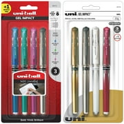 uni-ball Gel Impact, Metallic, Assorted color, 0.7mm, 6+2 Count