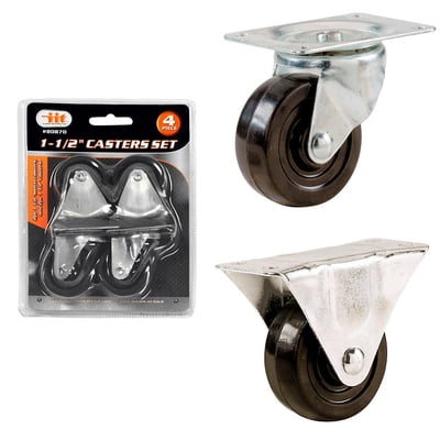 Heavy Duty Caster Wheels Set Of 4 - 4\" Polyurethane Casters With Brake, 2500 Lb Capacity, Easy Install