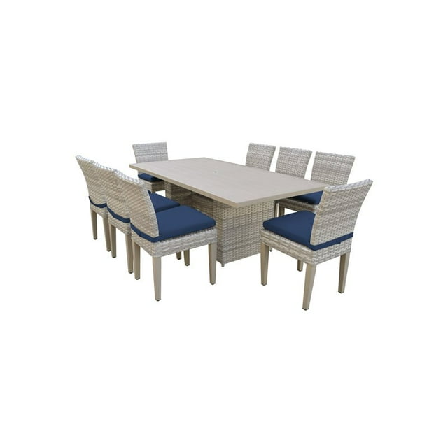 Fairmont Table à Manger Rectangulaire pour Patio Extérieur 8 Chaises Sans Accoudoirs