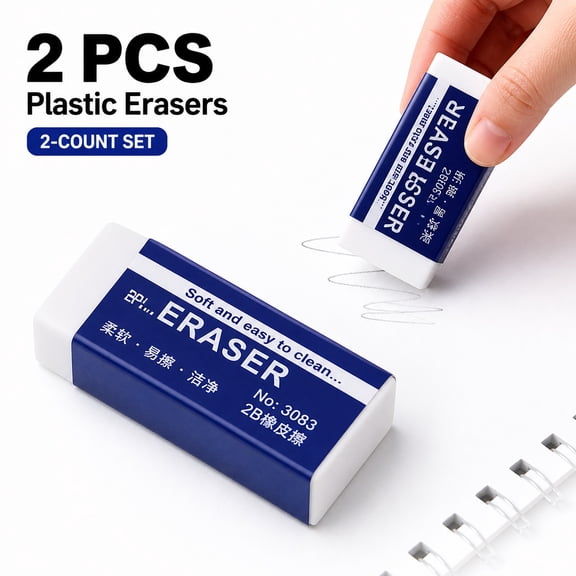 Under $5! Exclusive Gift 2 Pack 2B Plastic Eraser, Large White Erasers For, Goma De Borrar Pencil Eraser For Drawing Sketching Art Study Supplies, 3083