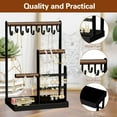 thumbnail image 4 of XINQIHANG MetWoods Jewelry Organizer Stand, 4 Tier Earring Organizer Holder Jewelry Display Stand Tower Rack with Metal Storage Tray & 10 Hooks for Storage Necklaces, Bracelets, Rings, Watches (Black), 4 of 7