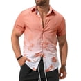 thumbnail image 4 of IWRICH Men's Hawaiian Short Sleeves Shirt Button down Beach Tops Summer Casual Floral Printed Holiday Tees Pink XXL, 4 of 4