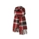 thumbnail image 4 of Bufanda de invierno cálida para mujer, tipo chal grande, ideal para clima frío. Bufanda larga de punto grueso a cuadros en negro y rojo. Manta tipo bufanda con flecos, suave y ligera, unisex., 4 of 4