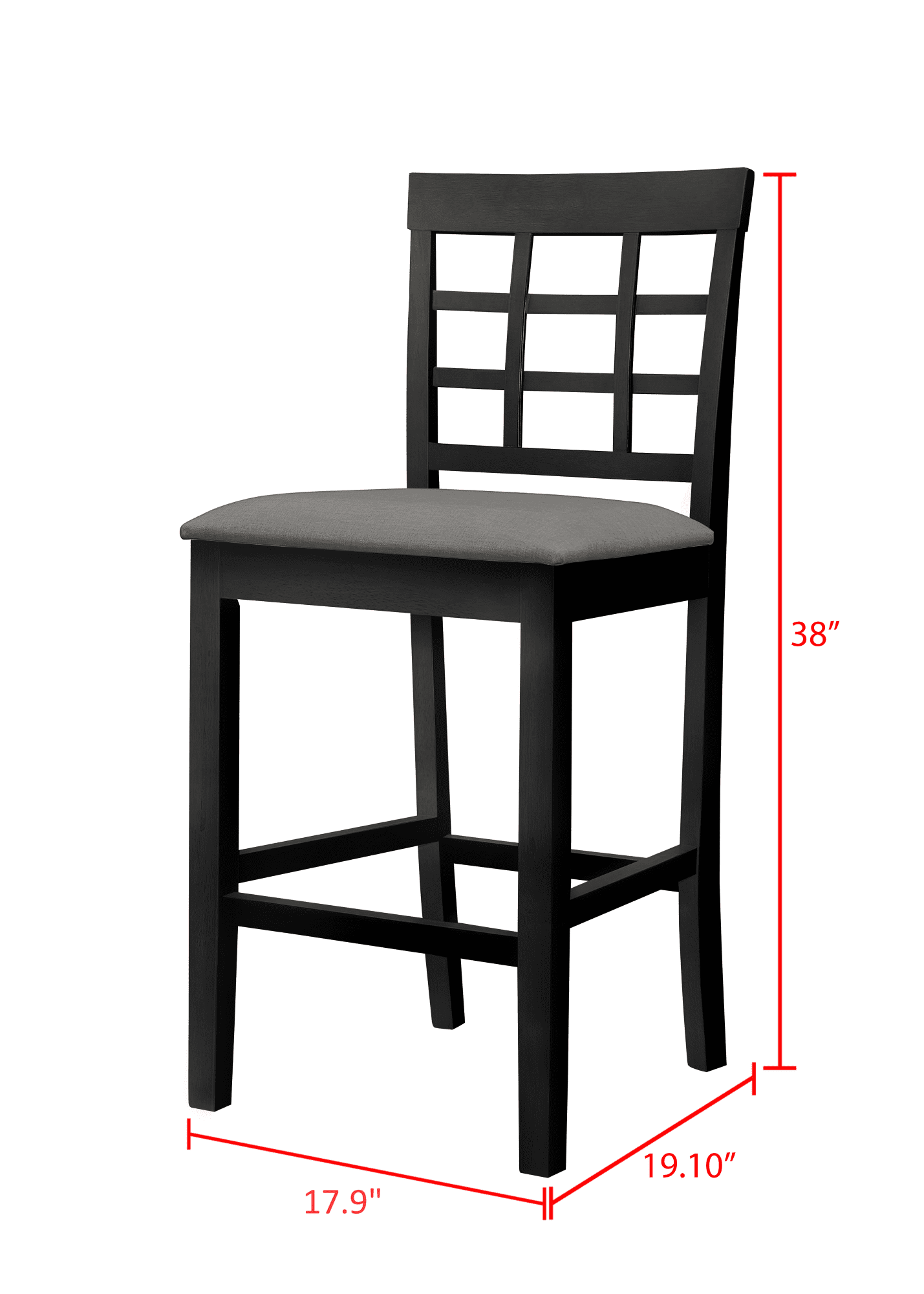 Home Design Azalea Counter Chairs (Set of 4), Black/Gray, Slat-back design, Padded seat, Comfortable seating, Sturdy frame, Modern minimalist style, Durable construction