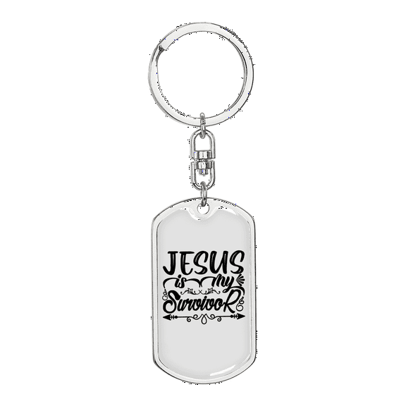 Jesus Is My Survivor Stainless Steel or 18k Gold Premium Swivel Dog Tag Keychain