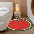 thumbnail image 2 of Round Rugs 3.3Ft, Watermelon Round Area Rug Washable Indoor Throw Carpet, Watercolor Red Summer Fruits Green Striped Soft Non Slip Circle Rug for Laundry Room Patio Home Decor Aesthetic, 2 of 8