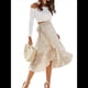 thumbnail image 2 of Falda Midi con Abertura y Volantes en el Bajo, con Nudo y Estampado Floral Bohemio para Mujer Amarillo L, 2 of 10