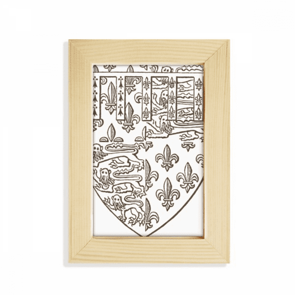 Baroque Art Lion Shield Illustration Pattern Desktop Display Photo Frame Picture Art Painting 5x7 inch