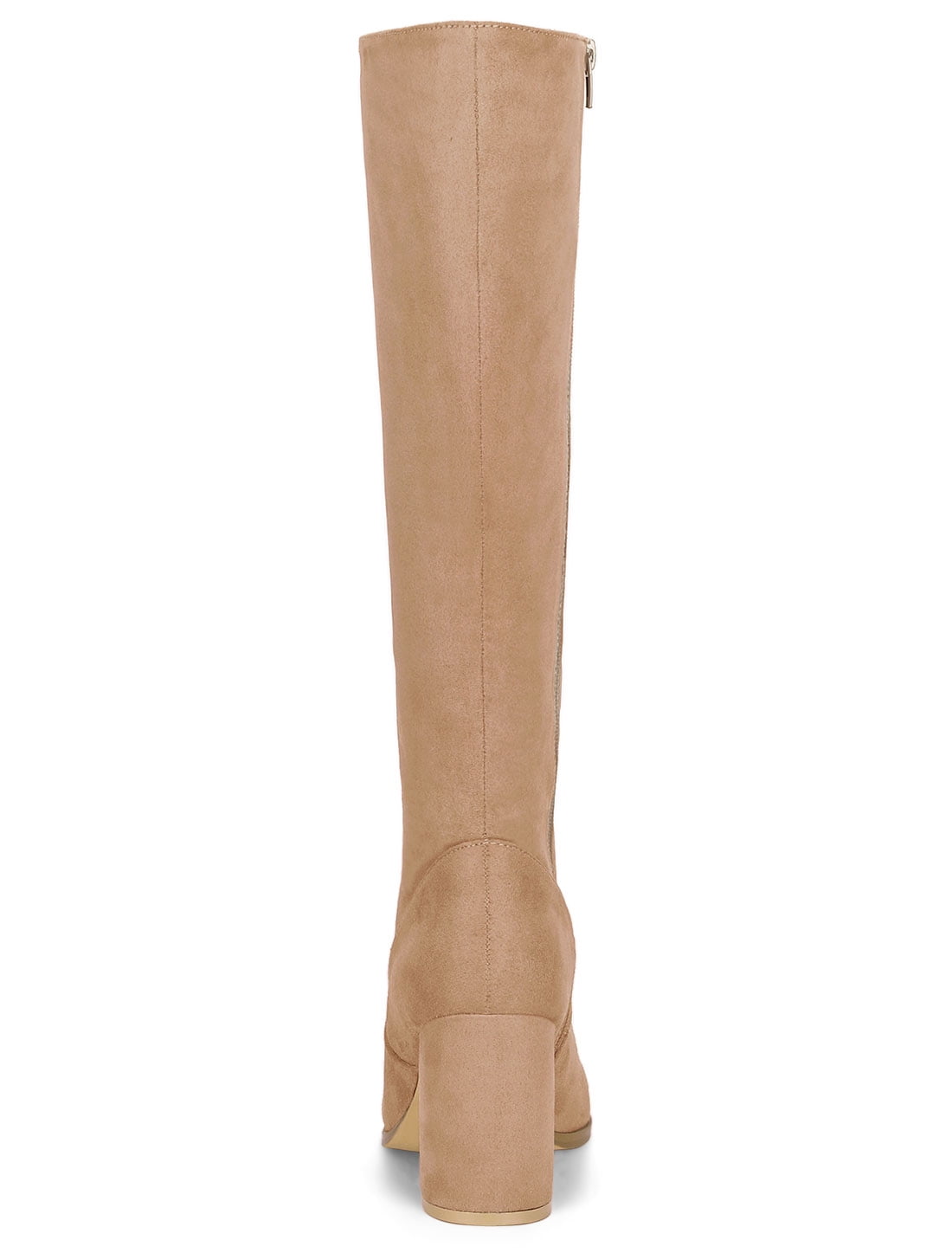 DARING DIVA Women's Stylish Side Zipper Chunky Heel Knee High Boots Khaki 9