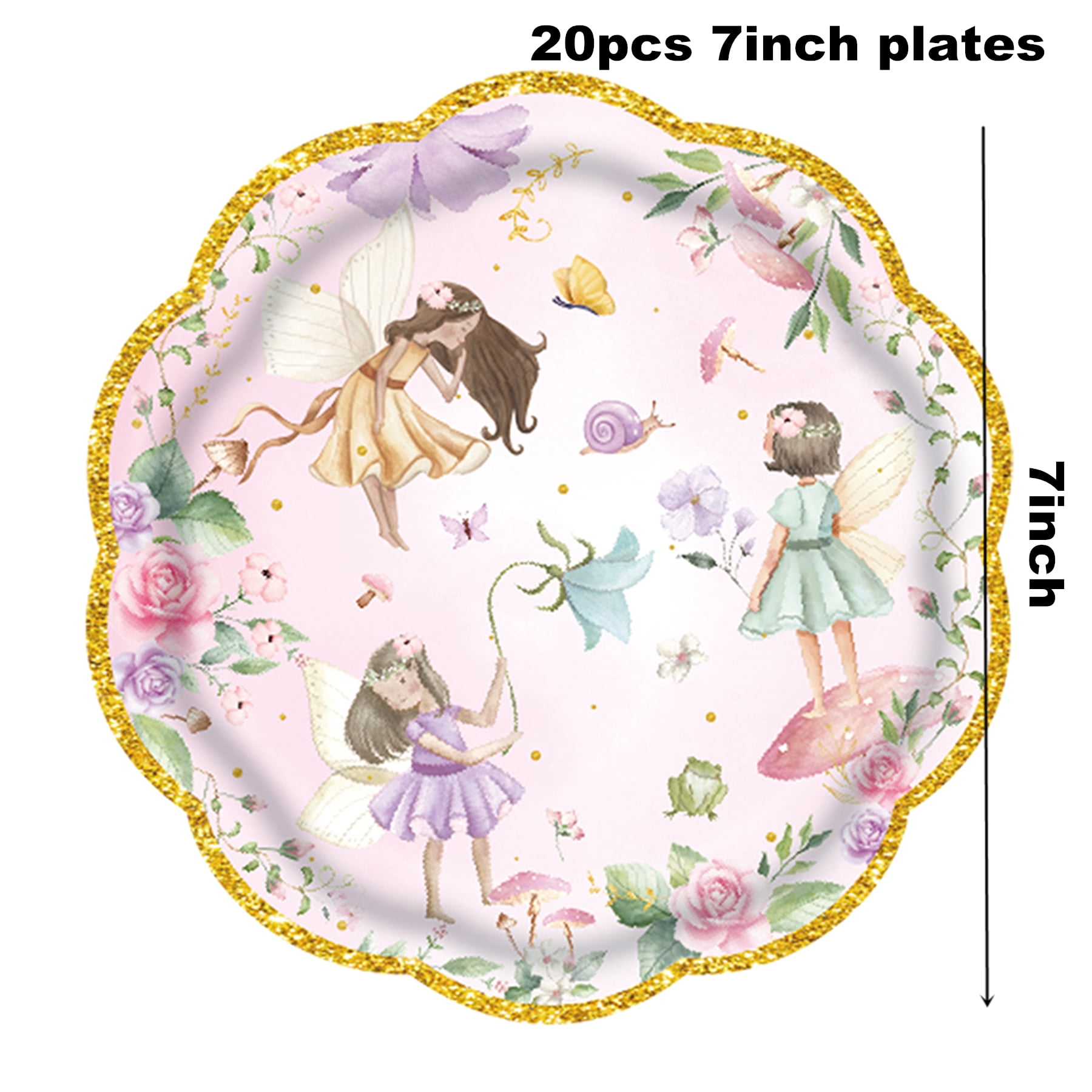 161 Pcs Fairy Themed Party Supplies for Girls 1st 2rd First Birthday Fairies Enchanted Themed Baby Shower Party Decorations Garden Flower Tableware Set Paper Plates Napkins Forks for 20 Guests