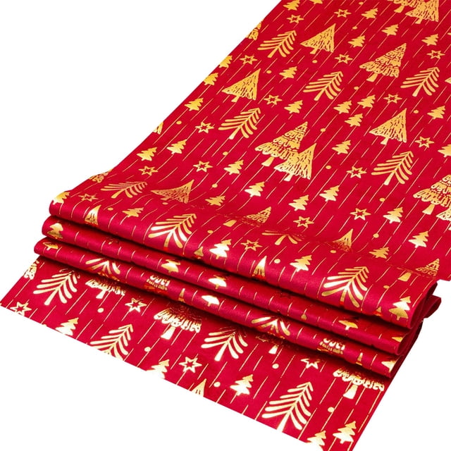 RKSTN Nappe de Noël Chemin de Table Arbre de Noël Tissu Velours Chaud Polyester Drapeau de Table Année Imprimée Noël Rassemblement Drapeau de Table Cadeaux de Noël