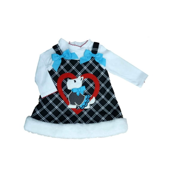 Youngland Infant Toddler Girls 2 PC Scottie Dog Dress Outfit Jumper Shirt 24m