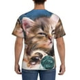 thumbnail image 3 of Vsdgher Playful Cat Print Men's Dry Fit Mesh Athletic Shirts Moisture Wicking Tennis T-Shirt Tops, 3 of 9