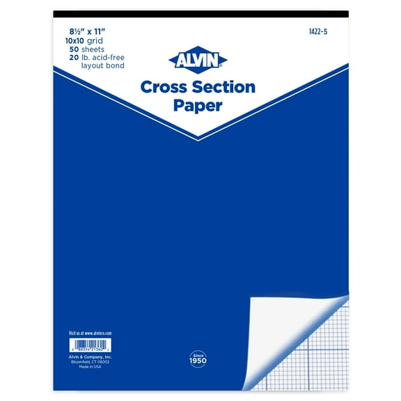 Cross Section Graph Paper Pad / 50 Sheet available in 4x4, 8x8 or 10x10 Grid