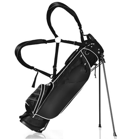 Gymax Black Golf Stand Cart Bag Club with Carry Organizer (Best Carry Golf Bag)