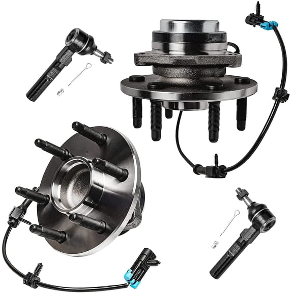 Detroit Axle -  4pc RWD Front Wheel Bearing Hubs Kit for 1999-2006 Chevrolet Silverado GMC Sierra 1500 [6 Lugs], 2 Wheel Bearing & Hubs 2 Outer Tie Rod Ends Replacement