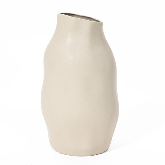 LuxenHome 11" Ivory White Ceramic Modern Flower Vases Home Decor