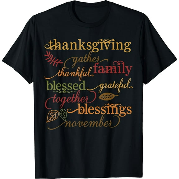 Thankful Blessings Thanksgiving Family t-shirt Black Small
