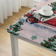 thumbnail image 4 of HAOXIT Hauling Christmas Trees Through a Snowy Forest Vinyl Flannel Back Tablecloth 48''x48'', 4 of 7