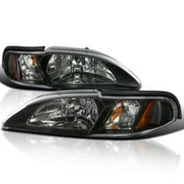 Spec-D Tuning Black 1PC Style Headlights Compatible with 1994-1998 Ford Mustang Left   Right Pair Head Lights Lamp Assembly