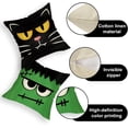 thumbnail image 4 of Halloween Jack O Lantern Decorative Throw Pillow Covers 20 x 20 Set of 4, Spooky Face Mummy Black Cat Fran.kens-tein Cushion Case Decor, Holiday Home Decoration for Sofa Couch, 4 of 6