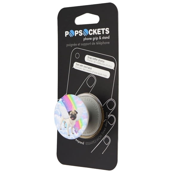 Agarre y soporte para teléfono PopSockets Angel Doug Rainbow Pug
