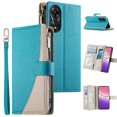 thumbnail image 1 of Funda cartera GANGXUN para OPPO A78 5G , cuero PU con tarjetero, cremallera, correa de mano, soporte y protección 562°, 1 of 6