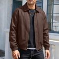 thumbnail image 2 of IROINNID Men's Faux Leather Bomber Jacket Full Zip Turndown Collar Relaxed Fit Casual Vintage Streetwear Outerwear Lightweight Spring Fall Coat Top, 2 of 9