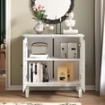 thumbnail image 5 of Spaco Vintage Hollow-Carved 2-Door Accent Cabinet, Floral Design Storage Sideboard with Adjustable Shelf & Solid Wood Legs, White, 5 of 7