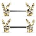 thumbnail image 2 of Body Accentz Crystal Paved Playboy Bunny Ends 316L Surgical Steel sold as pair, 2 of 2