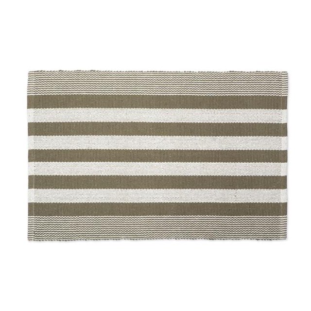 Tapis en Fil Recyclé à Rayures de Cabanon en Pierre&44; 2 x 3 Pi.