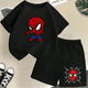 thumbnail image 3 of Conjunto de 2 piezas de camiseta y pantalones cortos con estampado de Spiderman de Marvel Avengers, ropa de verano para niños y niñas, traje informal de moda para adolescentes, 3 of 5