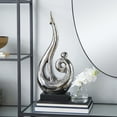 thumbnail image 4 of 9" x 21" Silver Ceramic Abstract Sculpture with Black Base, by DecMode, 4 of 16