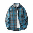 thumbnail image 3 of Aimik Hanes Up to 65% off Clearance Mens Flannel Shirts Jackets Casual Shackets Button Down Long Sleeve Plaid Shirt Lightweight Jackets with Pockets-Blue M, 3 of 5