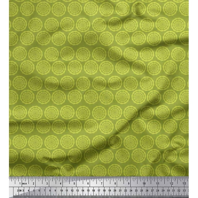 Soimoi Moss Georgette Fabric Wreath Leaves Print Fabric by The Yard 42 Inch Wide