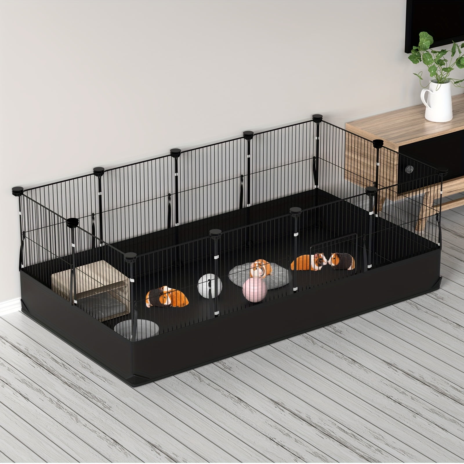 X XBEN 48" Guinea Pig Cages, Small Aniamal PlayPen with 600D Oxford Waterproof Linner, 12 Panels Triple Fixing C&C Cage 48''L X 24''W X 16''H