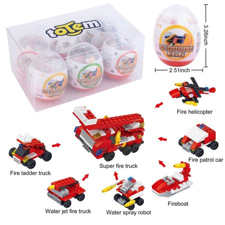 - 6 Filled Easter Egg Building Toys - Fireman Vehicle Set - Age 6-12 Learning Educational Inside 3